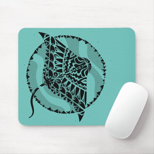Manta Ray Tribal Tattoo Style Mousepad (Mit Mouse)