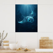 Manta Rochen Tief Blaue Tiefsee Poster (Küche)