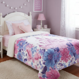 Manta Sherpa Enchanting Floral Blanket with Castle Sherpadecke