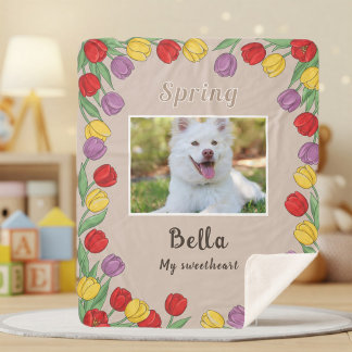 Manta Sherpa Personalized Floral Blanket for Dog L Sherpadecke