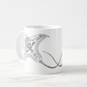 Manta-Strahl Stammes- Dotwork Tasse (Vorderseite Links)