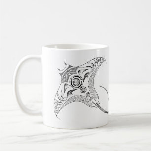 Manta-Strahl Stammes- Dotwork Tasse
