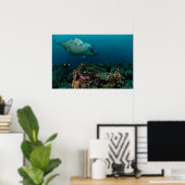 Mantarays over anemone - Poster (Heimbüro)