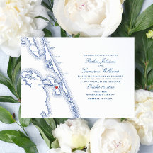 Manteo NC OBX Karte Elegante Hochzeit der Marine