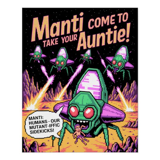 Manti-Alien-Entführungs-Party! Defender Arcade '81 Poster (Vorderseite)