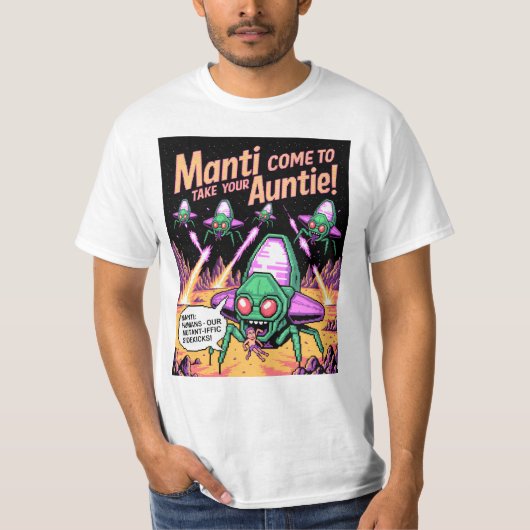 Manti Aliens Abduction Party! Defender Arcade '81 T-Shirt (Vorderseite)