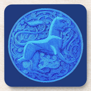 Manticore in blau getränkeuntersetzer