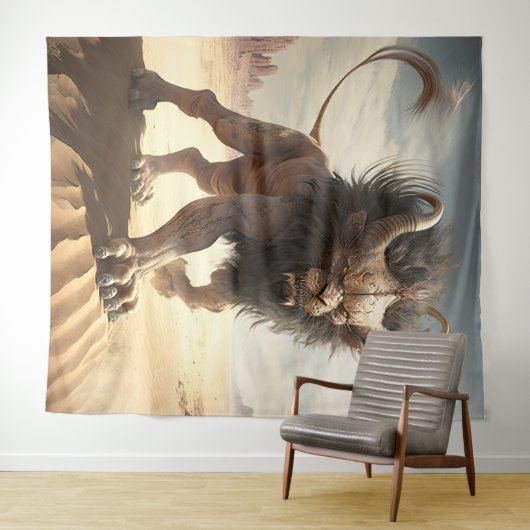 Manticore in einer Wüstenwand Wandteppich (Beispiel (Horizontal))