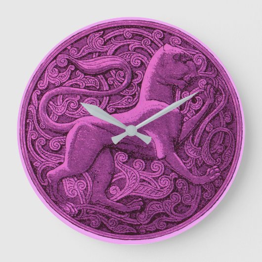 Manticore in lila große wanduhr (Vorderseite)