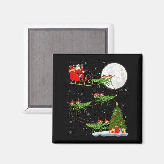 Mantis Insect Santa Sleigh Flying Funny Magical Ch Magnet (Vorderseite/Rückseite)