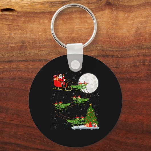 Mantis Insect Santa Sleigh Flying Funny Magical Ch Schlüsselanhänger (Vorderseite)