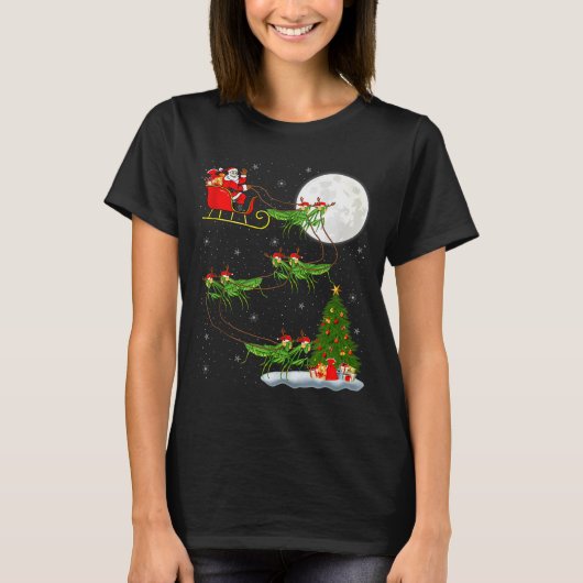 Mantis Insect Santa Sleigh Flying Funny Magical Ch T-Shirt (Vorderseite)