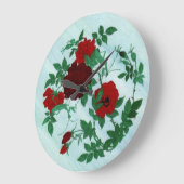 Mantis & Rote Rosen Mauerwerk Große Wanduhr (Winkel)