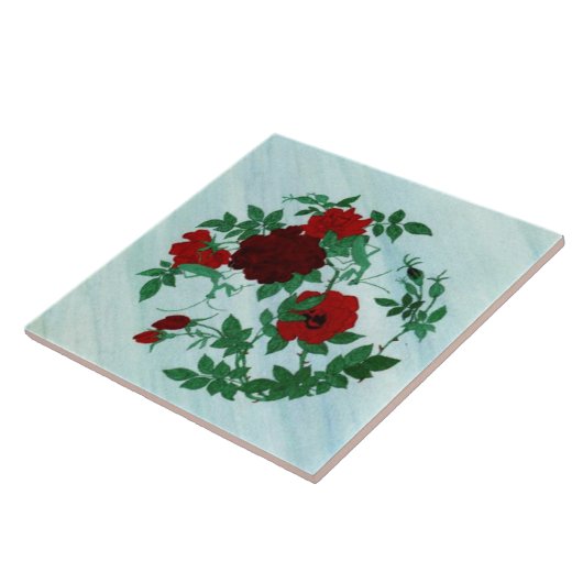 Mantis & Rote Rosen Tile Fliese (Seite)