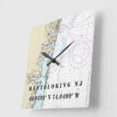 Mantoloking NJ Latitude Longitude Nautic Chart Quadratische Wanduhr (Winkel)