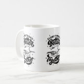 Mantra der Tasse: besser zusammenarbeiten Kaffeetasse (Vorderseite Links)