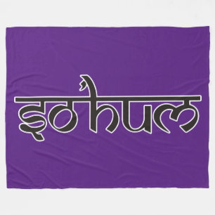 Mantra SO HUM - flache schwarz-weiße Kontur Fleecedecke