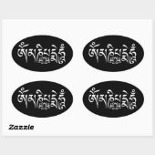 Mantra White Script Ovaler Aufkleber (Blatt)