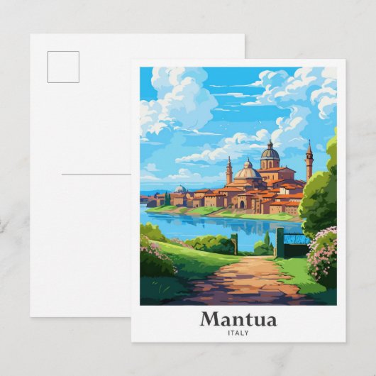 Mantua Italy Travel Potrait Illustration Postkarte (Vorne/Hinten)