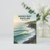 Manu Bay, Raglan Surf Breaks Neuseeland Postkarte (Stehend Vorderseite)