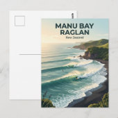Manu Bay, Raglan Surf Breaks Neuseeland Postkarte (Vorne/Hinten)