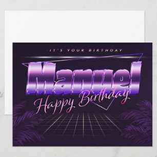 Manuel Name Vorname lila retro Karte Geburtstag