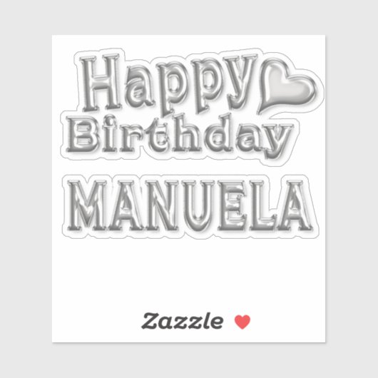 Manuela Happy Birthday silver Aufkleber Sticker (Blatt)