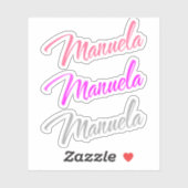Manuela Name dekorativ x3 Aufkleber (Blatt)