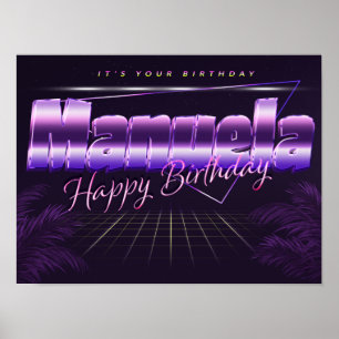 Manuela Name Vorname lila retro Poster Geburtstag