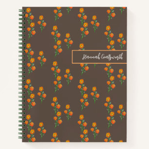 Manuell Gezeichnet Cotattecore Marigolds Monogram  Notizblock