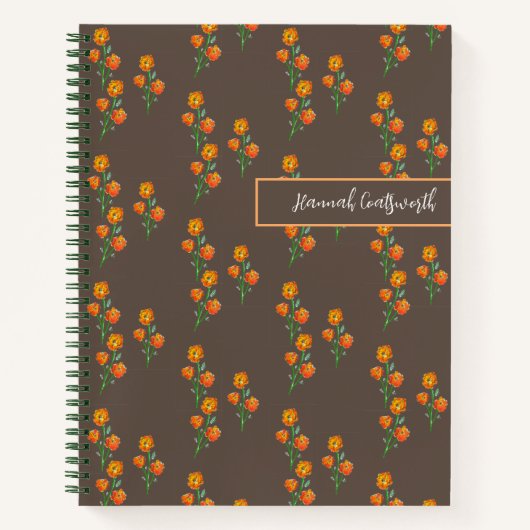 Manuell Gezeichnet Cotattecore Marigolds Monogram Notizblock (Vorderseite)