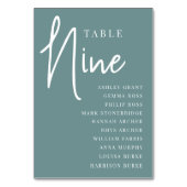 Manuell Scripted Table NINE + Guest Names Tischnummer (Vorderseite)