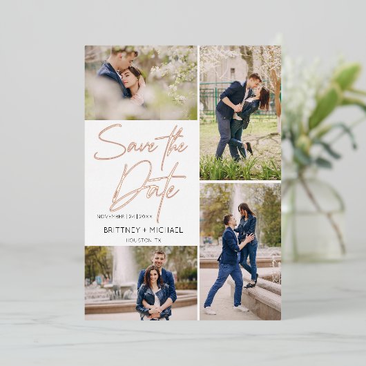 Manuelle Bildauflistung Save the Date Folieneinladung (Stehend vorne)