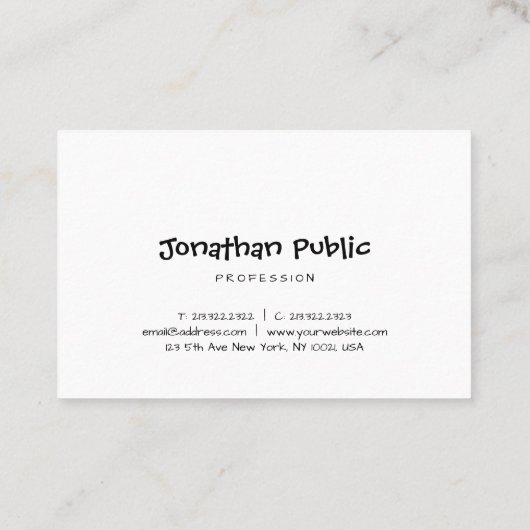 Manuelle Skriptminimalismus Moderne einfache Vorla Visitenkarte (Rückseite)