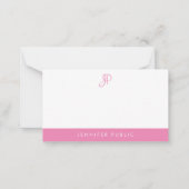 Manuelle Skriptmonogramm Hot Pink White Template Mitteilungskarte (Vorderseite)