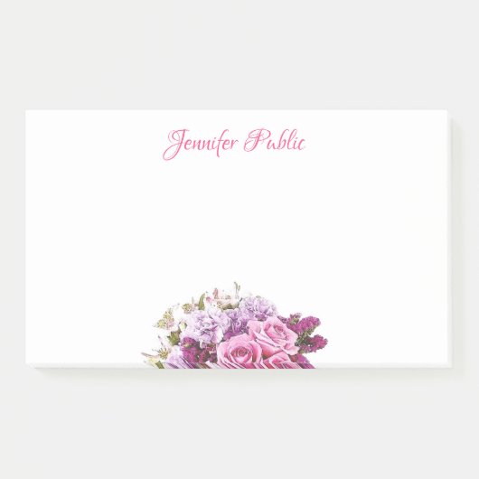 Manuelle Skripttext-Aquarellfarben-Blume Vorlage a Post-it Klebezettel (Vorderseite)