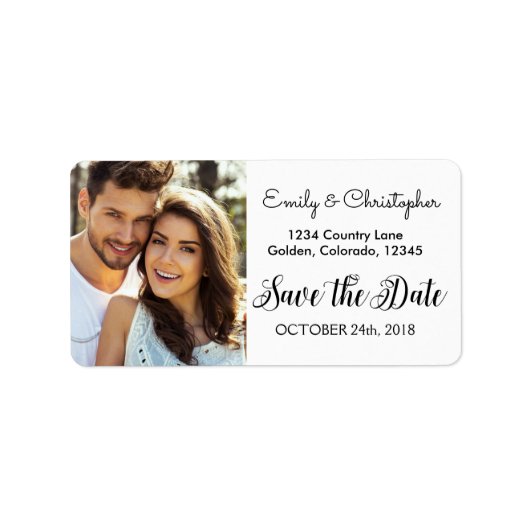 Manuelle SkriptWedding Save the Date Foto Adressaufkleber (Vorne)