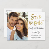 Manuelle SkriptWedding Save the Date Foto Ankündigungspostkarte (Vorne/Hinten)