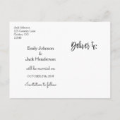 Manuelle SkriptWedding Save the Date Foto Ankündigungspostkarte (Rückseite)