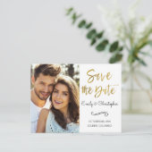 Manuelle SkriptWedding Save the Date Foto Ankündigungspostkarte (Stehend Vorderseite)