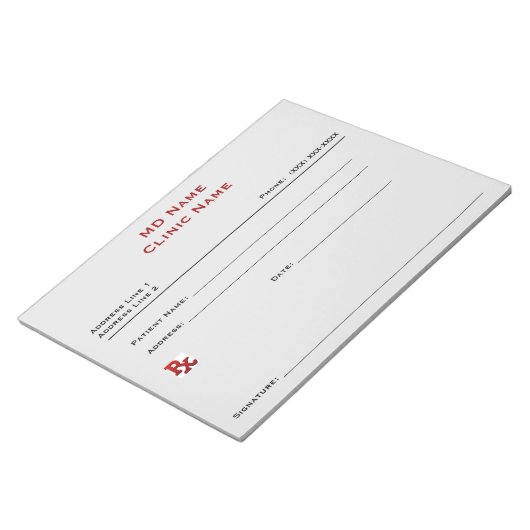 Manuelle Verschreibung (groß - leicht grau) Notizblock (angewinkelt)