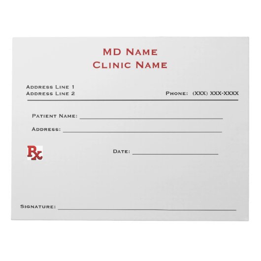 Manuelle Verschreibung (groß - leicht grau) Notizblock (Vorderseite)