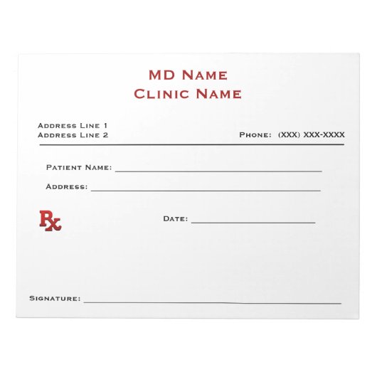 Manuelle Verschreibung Pad (groß - weiß) Notizblock (Vorderseite)