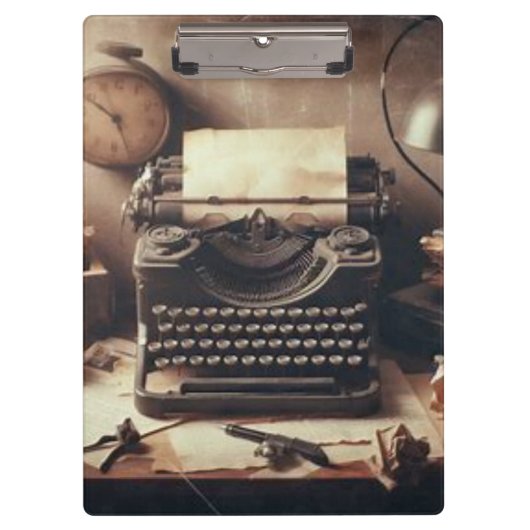 Manuelle Vintage antike Schreibmaschine Brown Sepi Klemmbrett (Vorderseite)