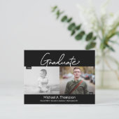 Manuelles Skript Dann und Jetzt Grad Foto Ankündigungspostkarte (Stehend Vorderseite)