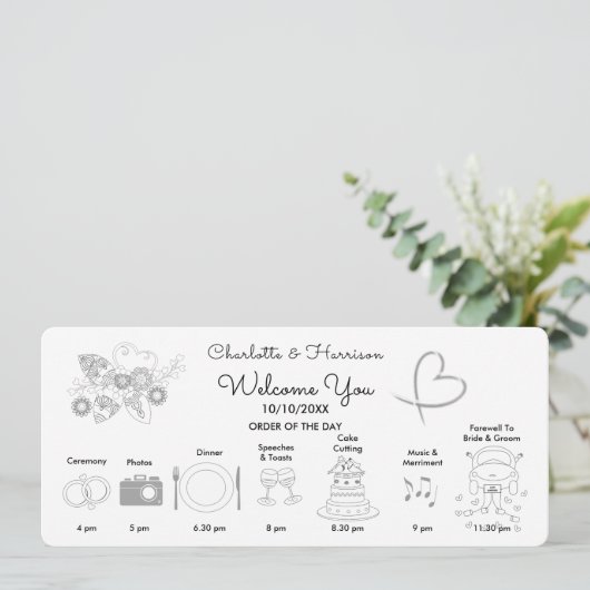 Manuelles Zeichnen von Symbolen für die Hochzeitsz Programm (Stehend Vorderseite)