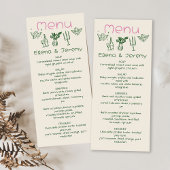 Manuelles Zeichnend Skript-Hochzeitsmenü Menükarte