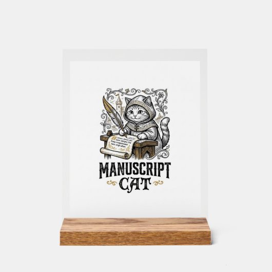 Manuskript Katze Mittelalterliche Manuskript Vinta Acrylschild (Vorderseite)