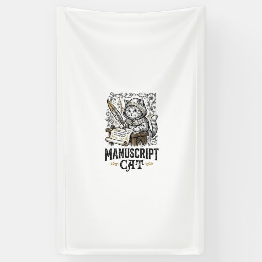 Manuskript Katze Mittelalterliche Manuskript Vinta Banner (Vertikal)