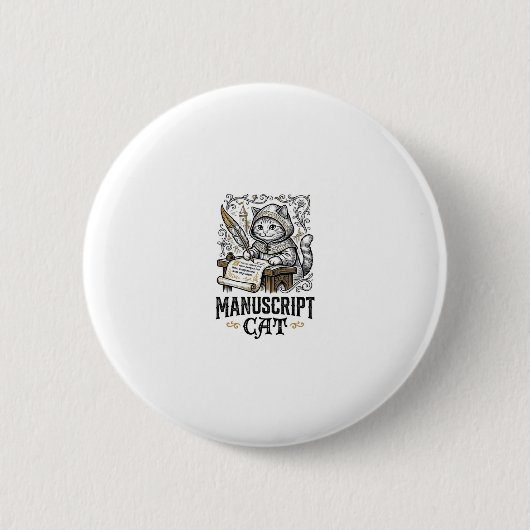 Manuskript Katze Mittelalterliche Manuskript Vinta Button (Vorderseite)